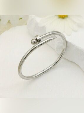 Silver Plated Stainless Steel Nail Bracelet